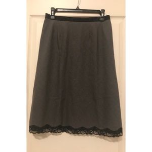 NEW Wool A-Line Skirt - Gray with Black Lace Trim